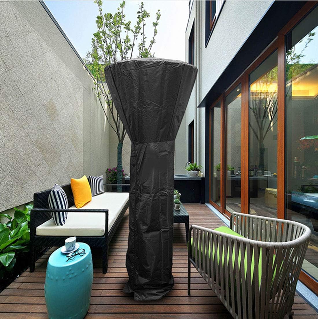FLR Black Patio Heater Cover 93Inch Tall Waterproof Dustproof Patio Flame Tower Cover with Zipper Protective Covers Backyard Heaters Flame for Outdoor Garden Veranda Furniture Cover Dome Heaters