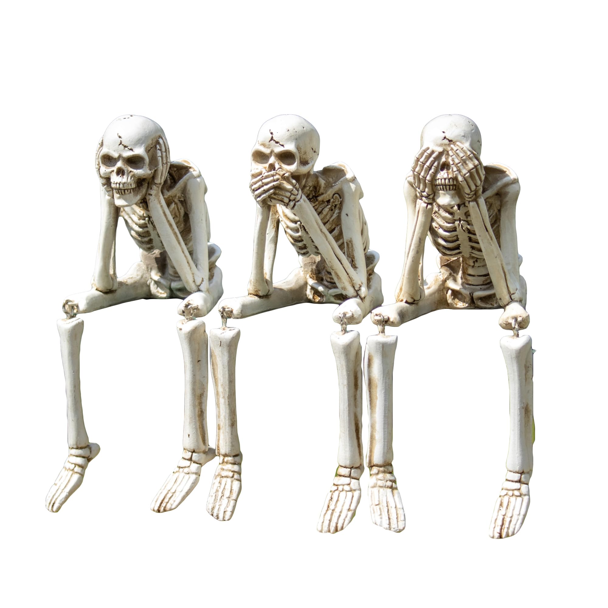 Darthome Shelf Sitting Three Wise Skeleton Ornaments Set Of 3 Resin Gothic Hear See Speak No Evil