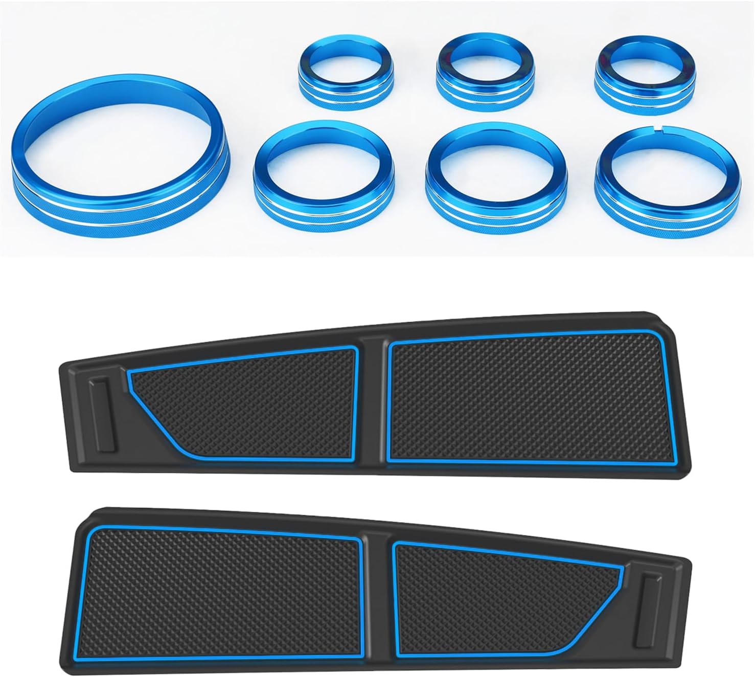 Auovo Dash Cover Tray AC knob Cover Compatible with Ford Bronco Accessories 2021 2022 2023 2024 2PCS Dashboard Mat Pad (Blue Trim)