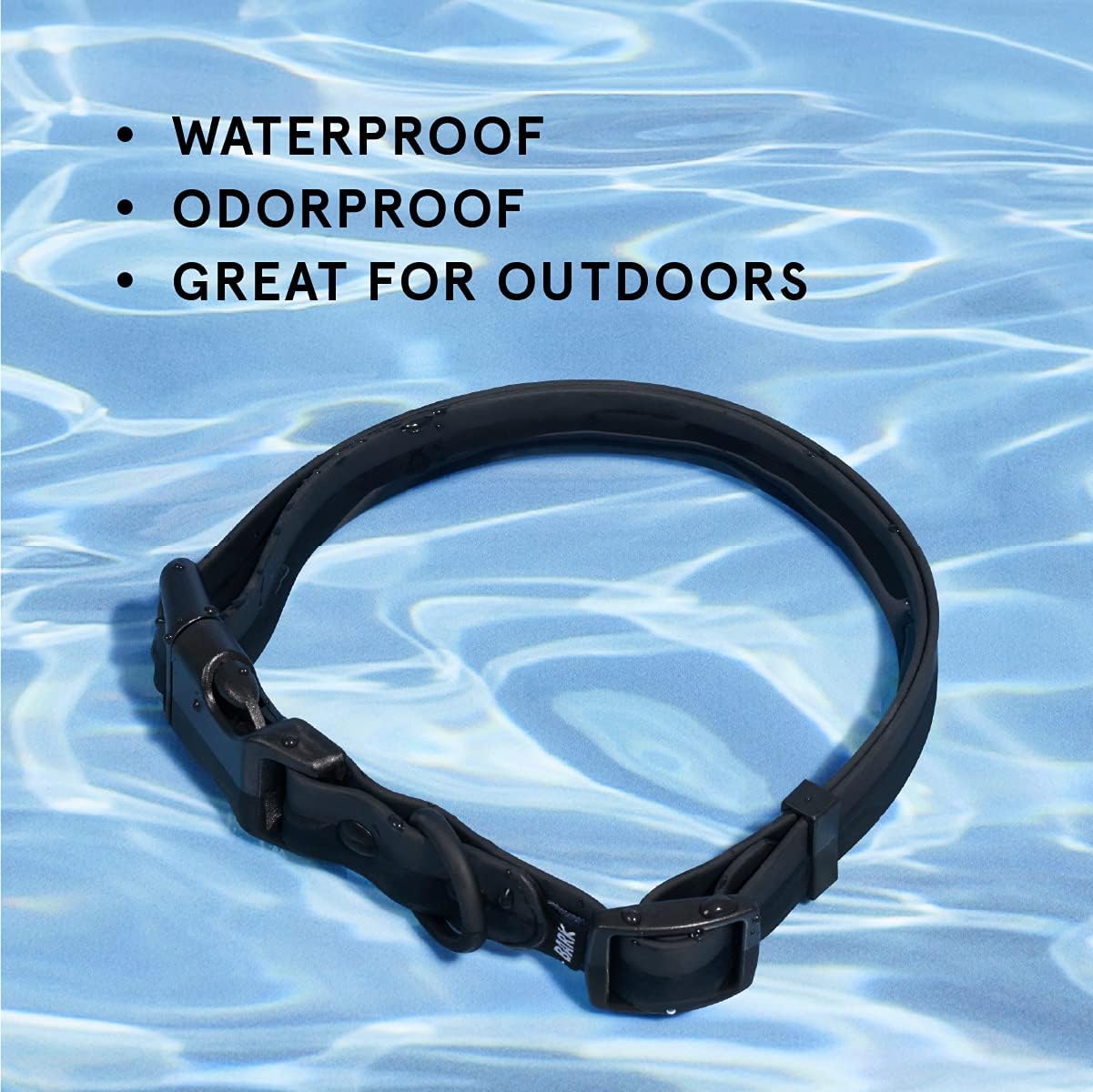 BarkBox Walking Gear Leash and Collar Bundle – Odor Proof, Waterproof Adjustable Dog Collar with Waterproof Leash – Black - Small