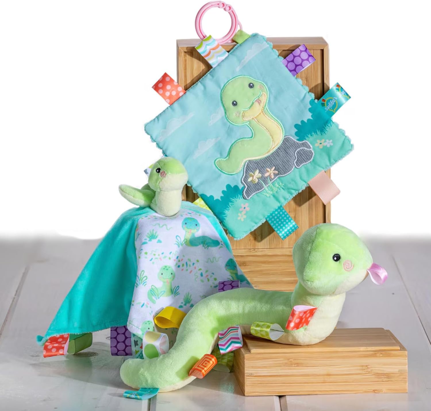 Taggies Lovey Stuffed Animal Security Blanket Plush Soft Snuggle Toy with Sensory Tags, 13 x 13-Inches, Sniggles Snake