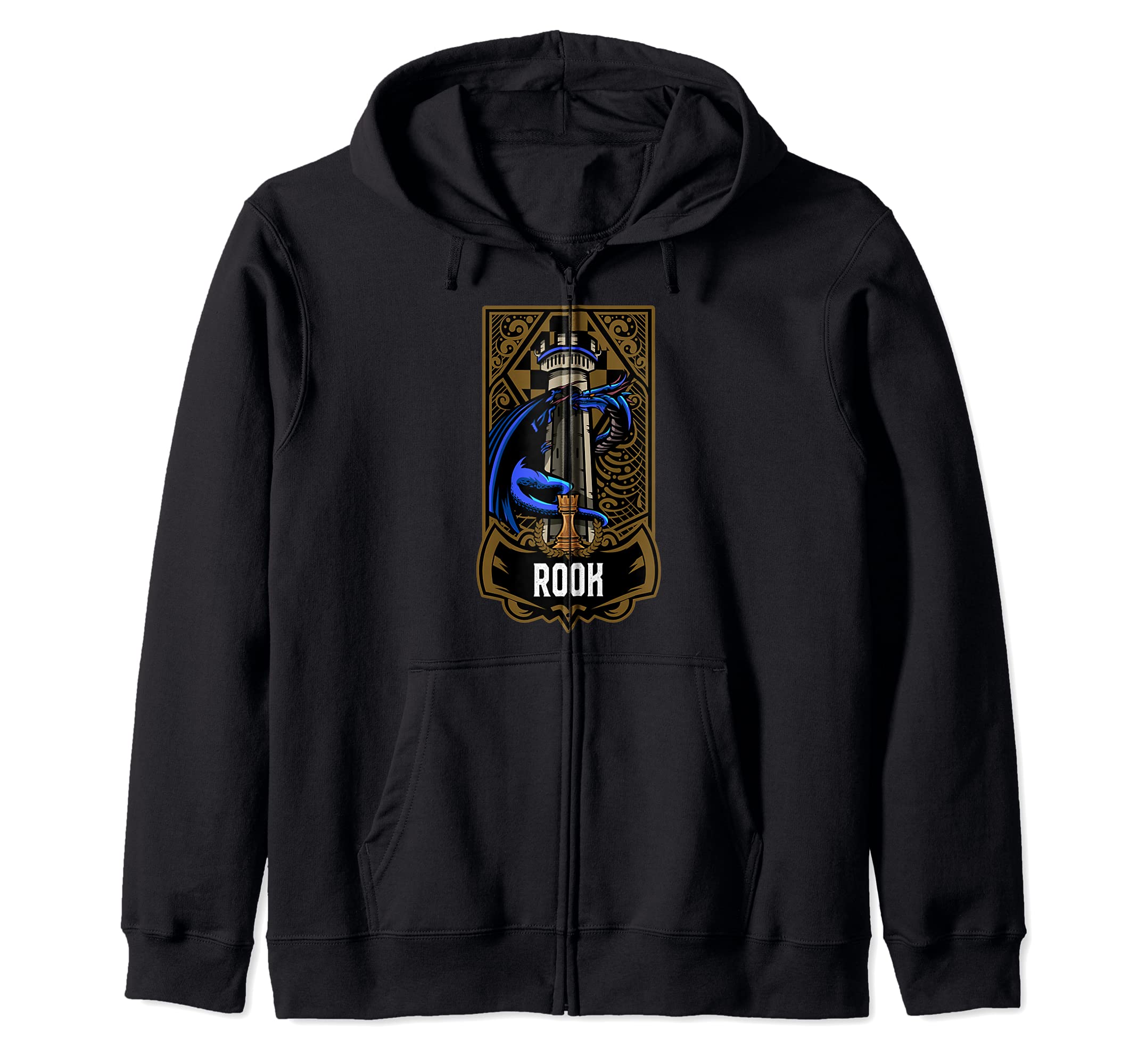 Rook Chess Game Piece Chess Club Players Gambit Blue Team Zip Hoodie