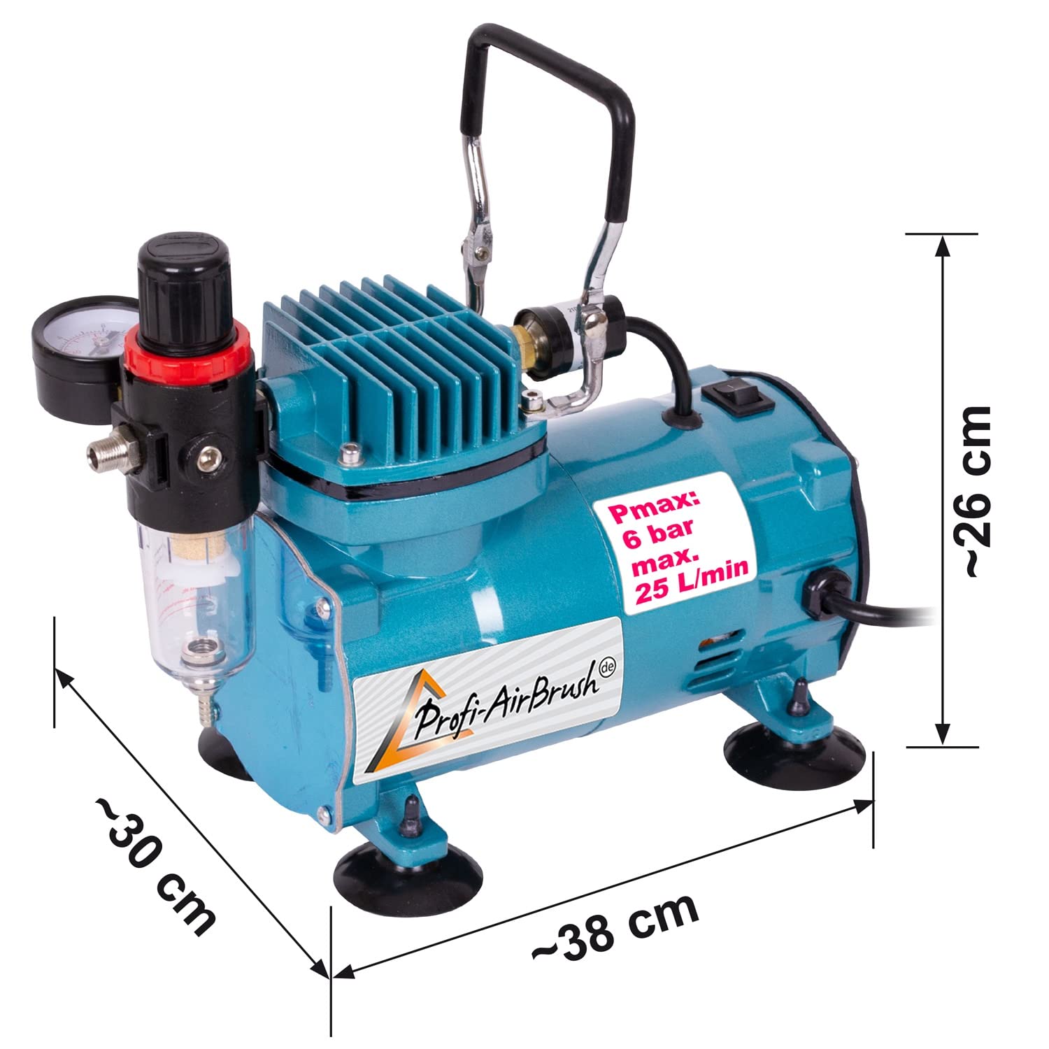 SET AEROGRAFO PROFESSIONALE Compact II SET con: Compressore + Set 4 COLORI + 6 STENCIL tatuaggi + AEROPENNA universale a doppia azione + 3 aghi + tazza colori + tubo + 2 supporti aerografo
