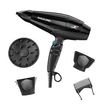 BaBylissPRO Hair Dryer, Nano Titanium Rapido 2000-Watt Blow Dryer, Hair Styling & Appliances, Black, BRAP1