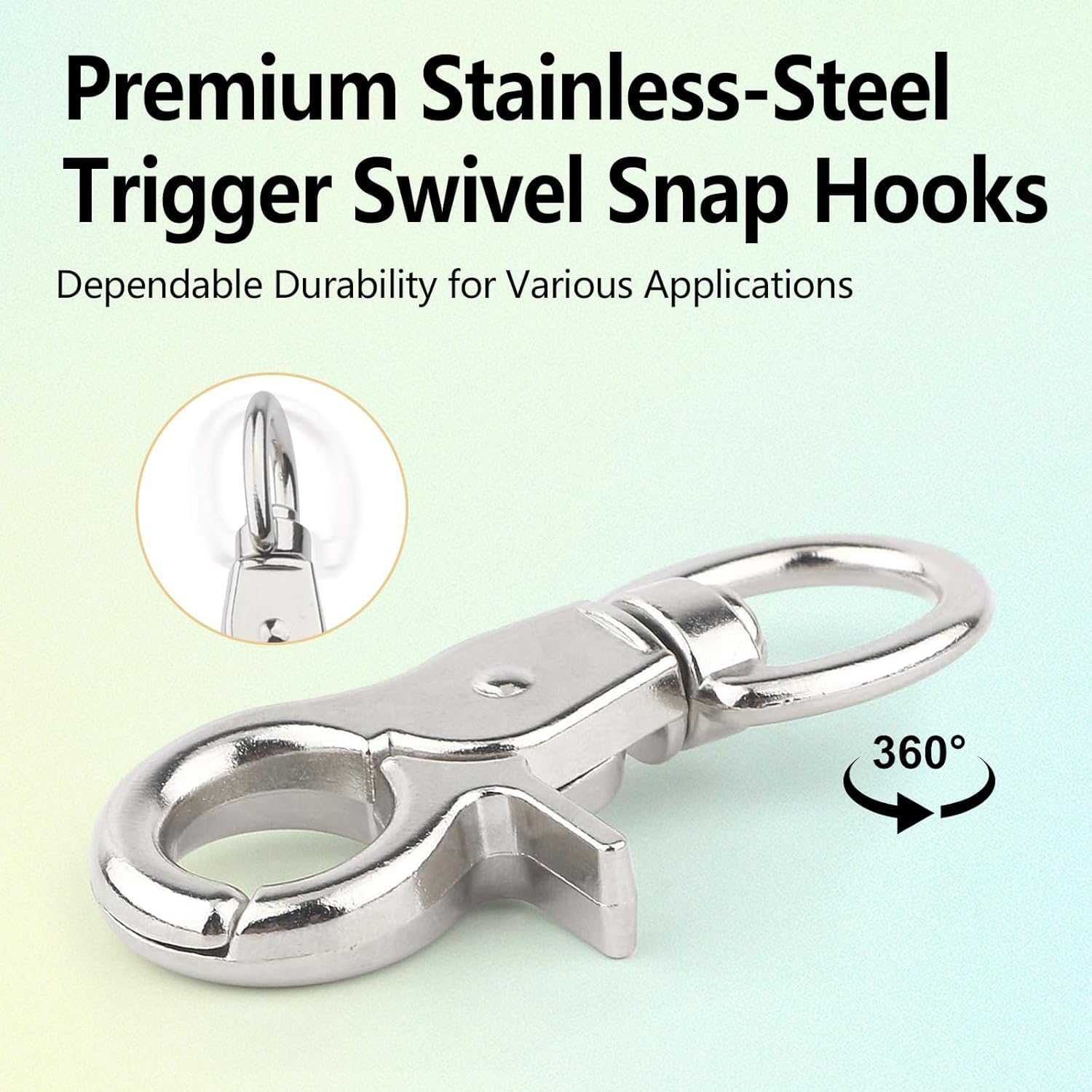 NIIIYTYB 1 Packs Trigger Snap Hooks Metal Clasp Hook Marine Grade Stainless Steel Heavy Duty Swivel Metal Clips Quick Release Lobster Clasp For Dog