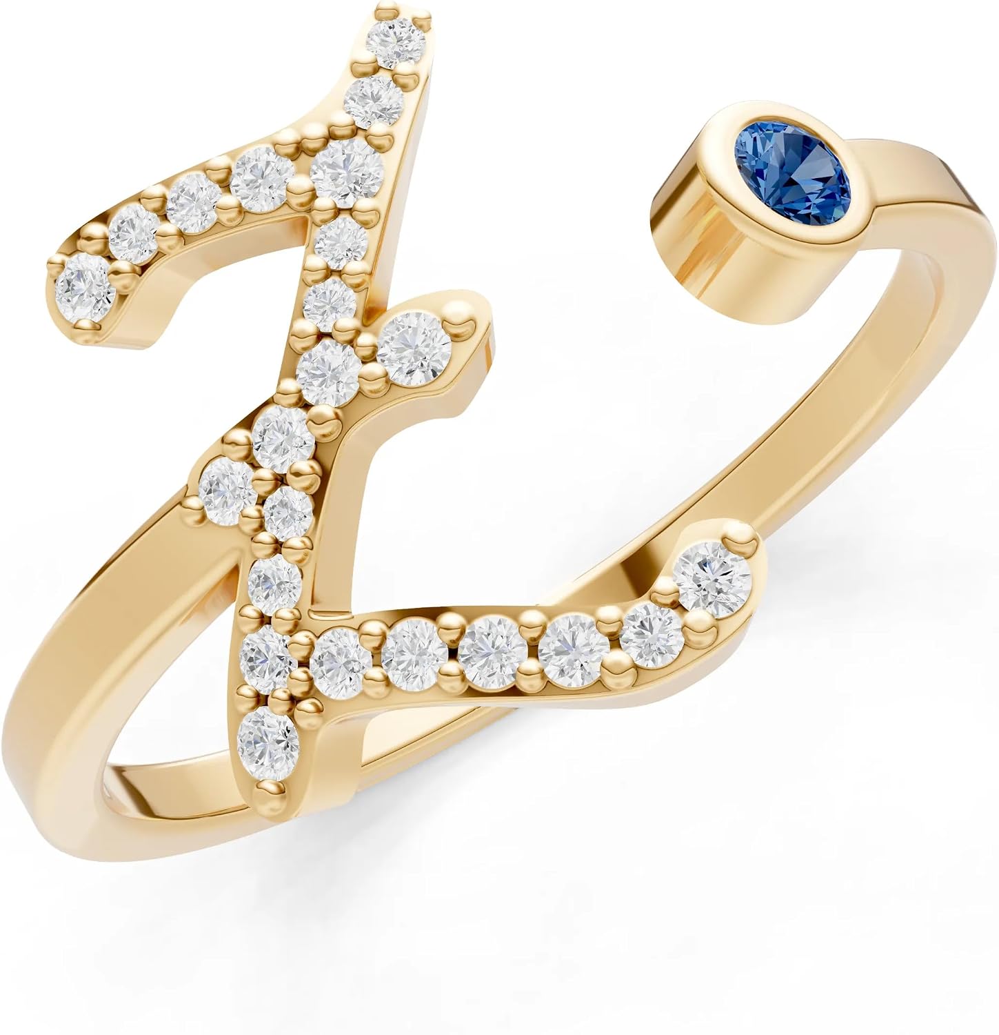 PEORA Round Cut London Blue Topaz Band Available in Solid 10K, 14K or 18K Ring – White, Yellow or Rose Gold