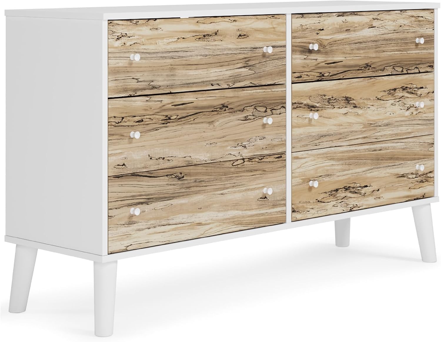 Signature Design by Ashley Piperton 6 Drawer Dresser, White & Light Brown