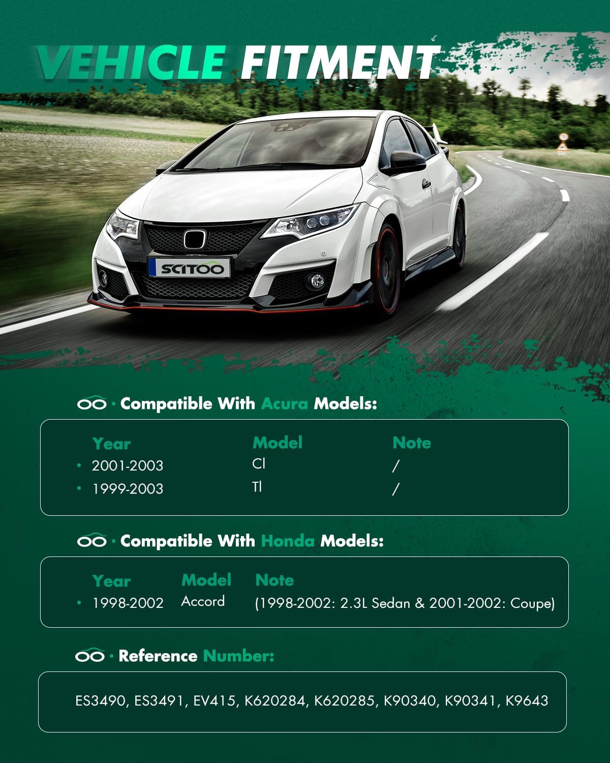 SCITOO 10pcs Suspension Kit For 1998-2002 For Accord 1999-2003 For TL 2001-2003 For Acura CL - With Suspension Parts Upper Control Arm Lower Ball Joint Sway Bar End Link Inner Outer Tie Rod End