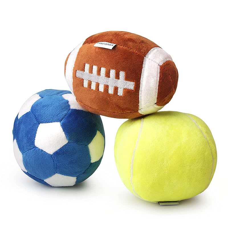 Bola de Futebol com Apito para Cães Pequenos e Médios PIANG GOUER, Pacote com 3