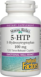 Natural Factors, Stress-Relax 5-HTP 100 mg, Pharmaceutical-Grade Supplement, Supports Sleep & Emotional Well-Being, 120 Count (Pack of 1)