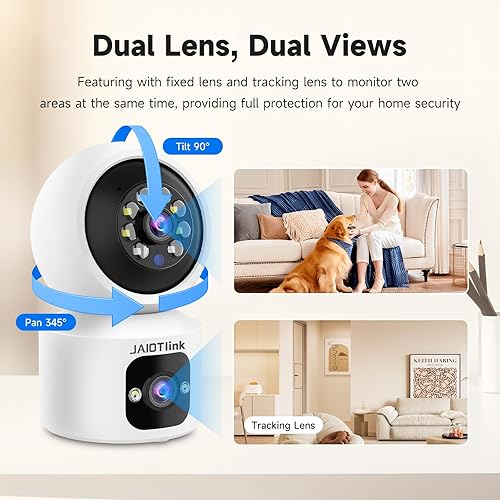 Miniatura 2 de Cámara de seguridad interior para mascotas para perros y gatos, monitor de bebé con inclinación panorámica de 360°, cámara WiFi de doble lente