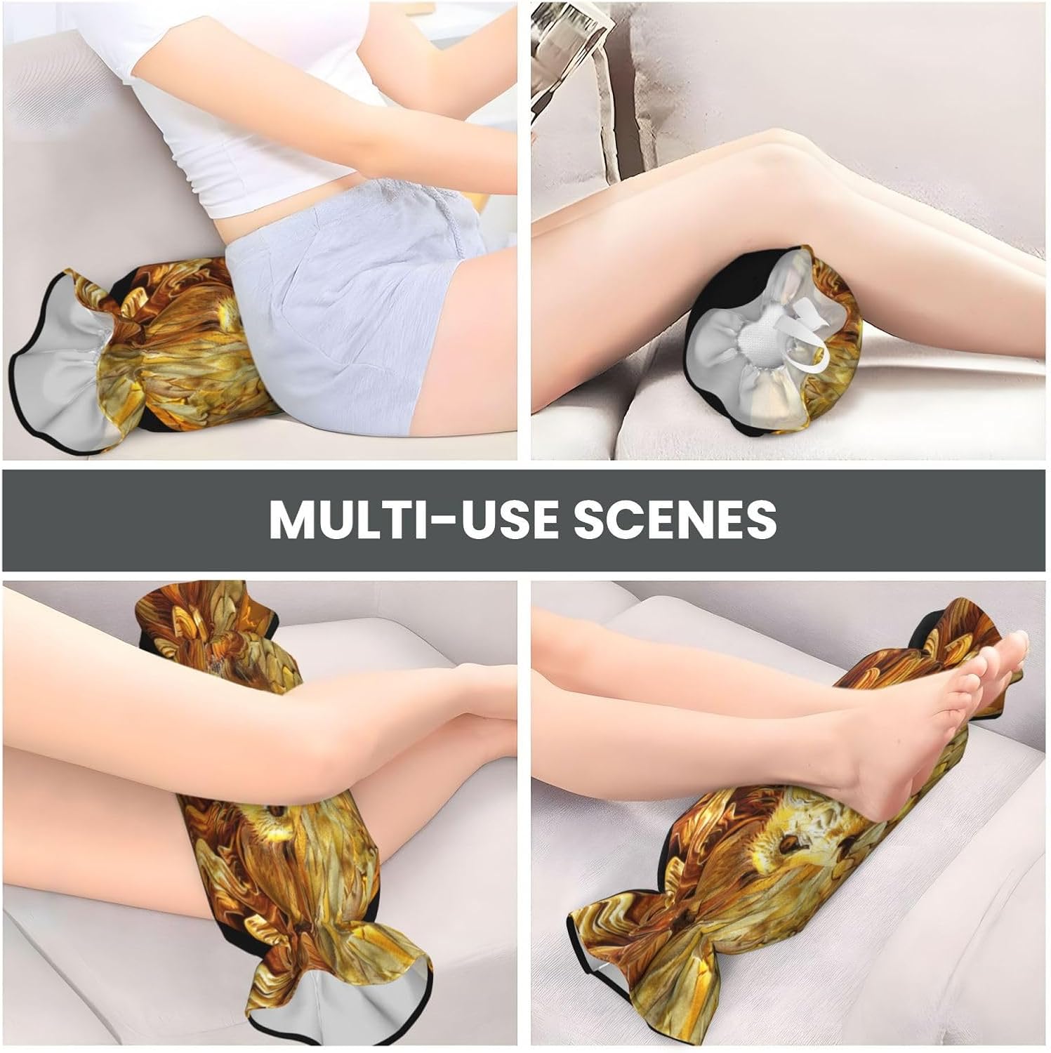 The Golden African Lion Cylindrical Pillow-Premium Bed Pillows, Side Sleeper Neck Support, Decorative Candy Design, Soft and Durable