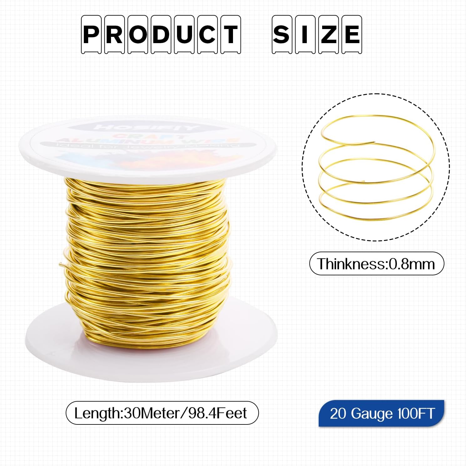 20 Gauge Aluminum Craft Wire for Jewelry Making-Gold 100 feet