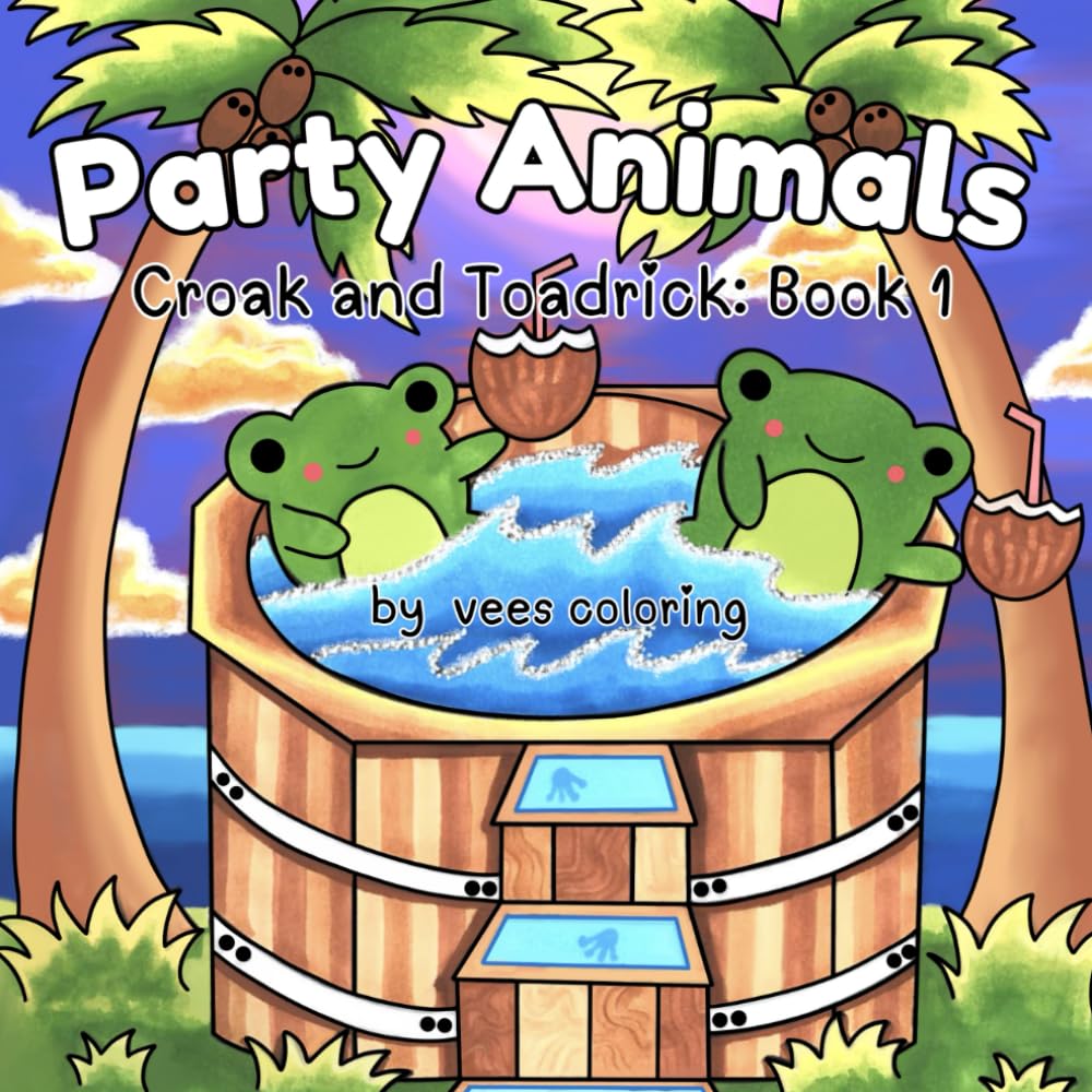 Party Animals: Cute Coloring Book for Adults & Teens Featuring 5 Adorable Characters for Stress Relief