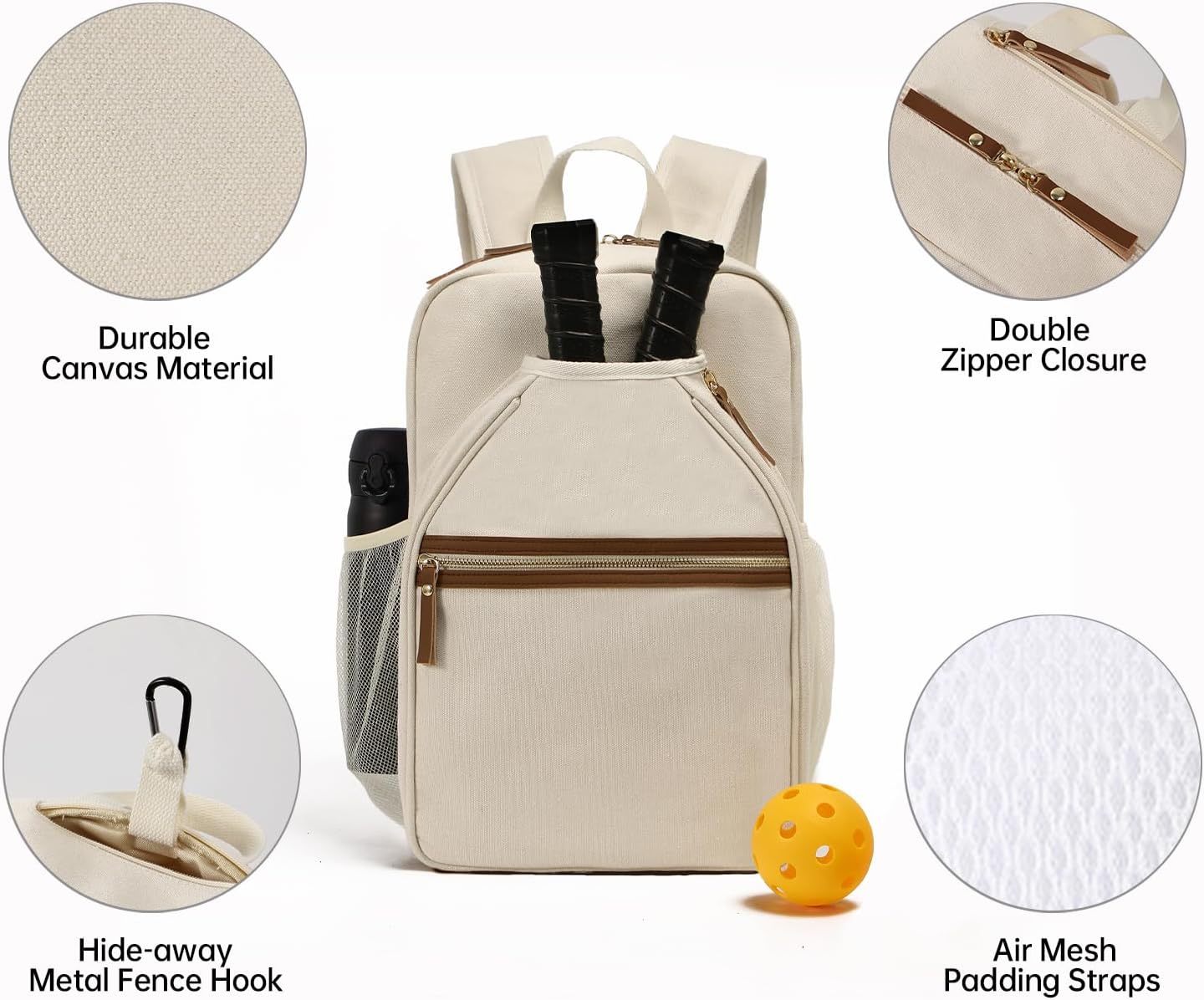DYSHAYEN Pickleball Backpack, Pickleball Bags for Women, Pickle Ball Paddle Bag Fits 2 Paddles, Pickleball Gifts for Women