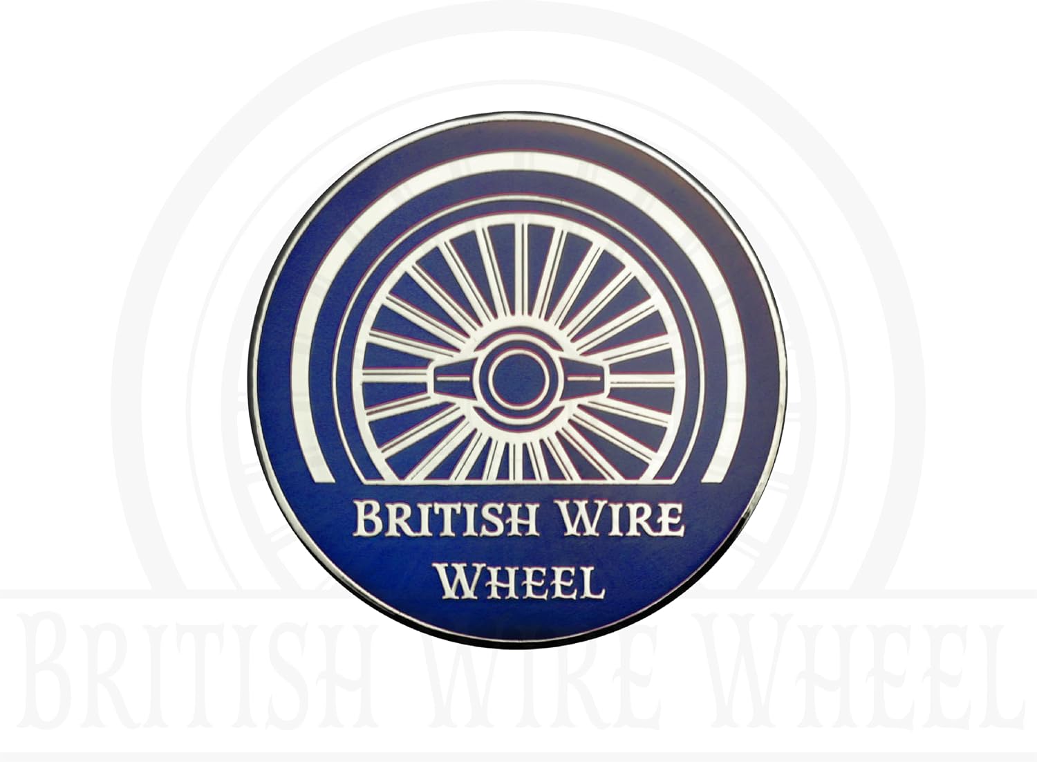 Chrome & Blue Metal Wheel Chip Emblems (Set of 4) | Triple Chrome Plated Solid Metal Wheel Chip Emblems, 2.25" | Designed for Lowriders with Cut or Recessed Knock Off Spinner Caps