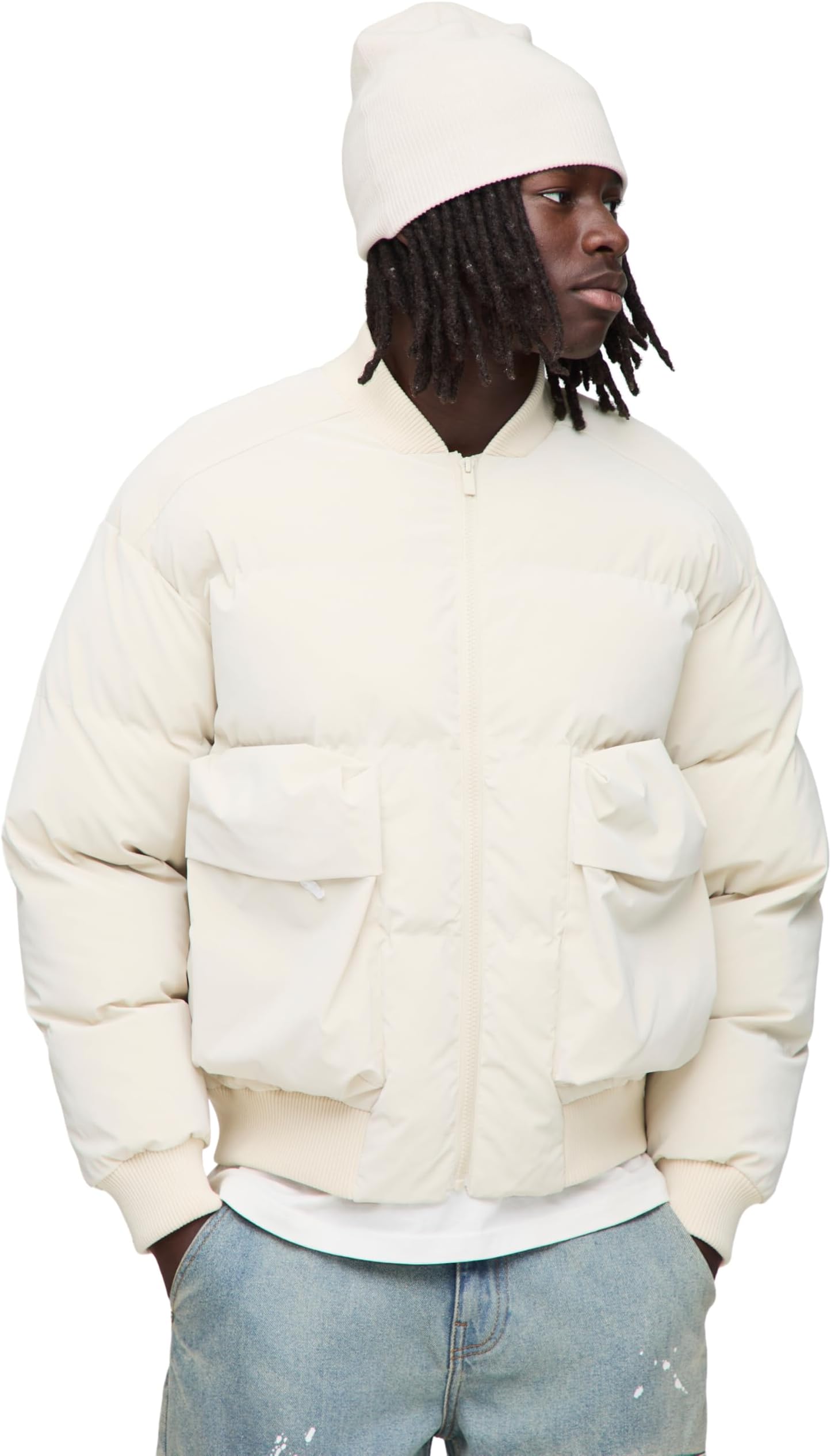 Regular Fit Padded Pocket Bomber Jacket
