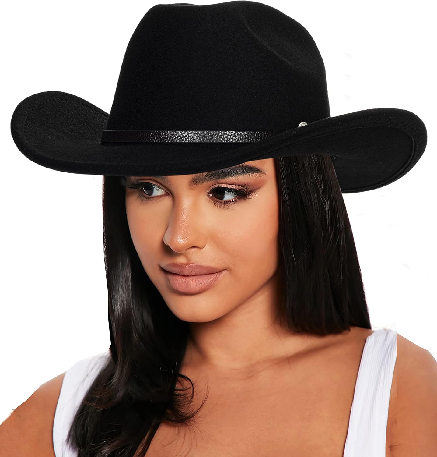 Vista 9 de Western Outback Felt Cowboy Hat for Women Cowgirls Fedora Gus Hat Rodeo for MediumLarge Headwear