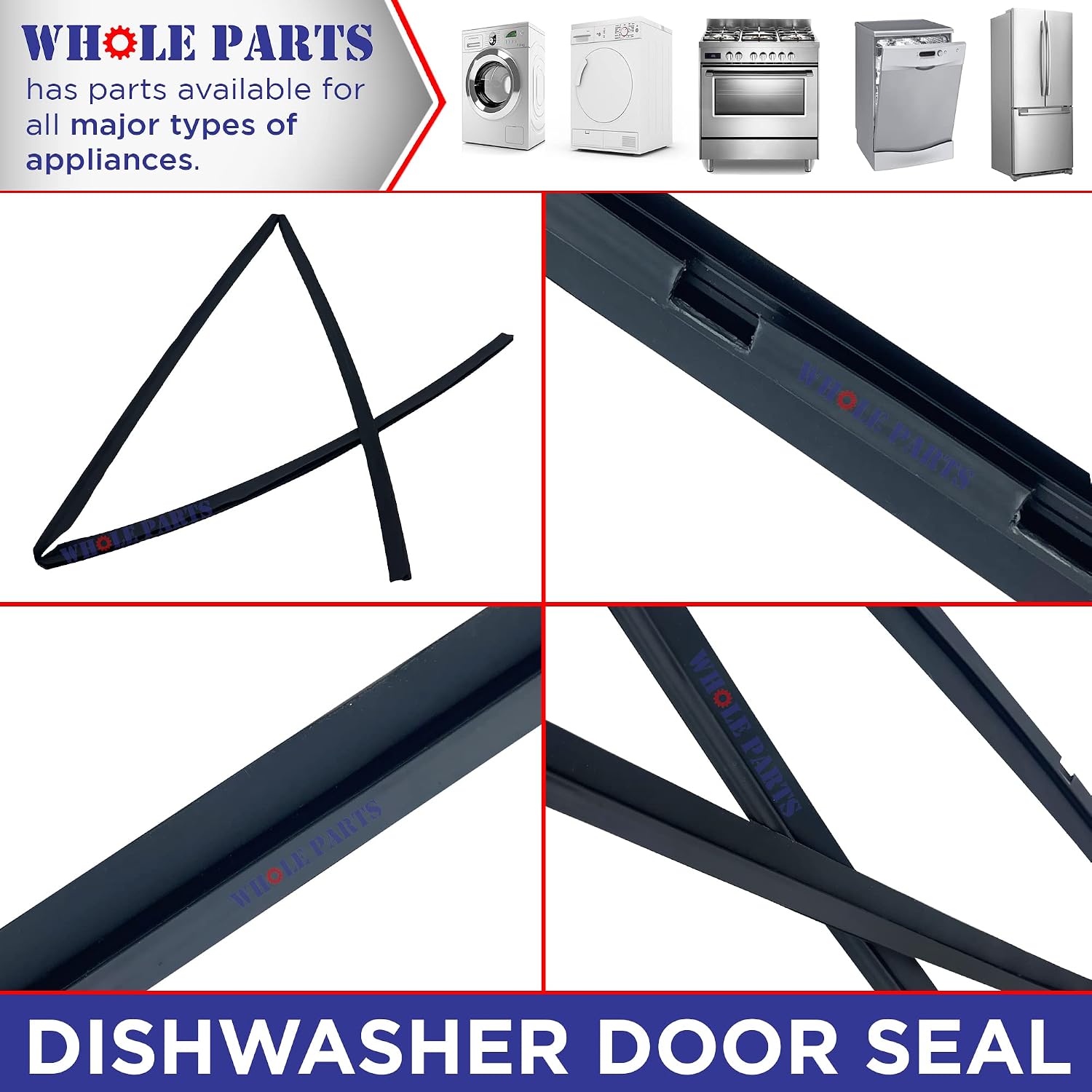 Upgraded Whole Parts Dishwasher Door Deal Gasket Part# 154528701 - Replacement and Compatible with Some Frigidaire and Kenmore Dishwashers