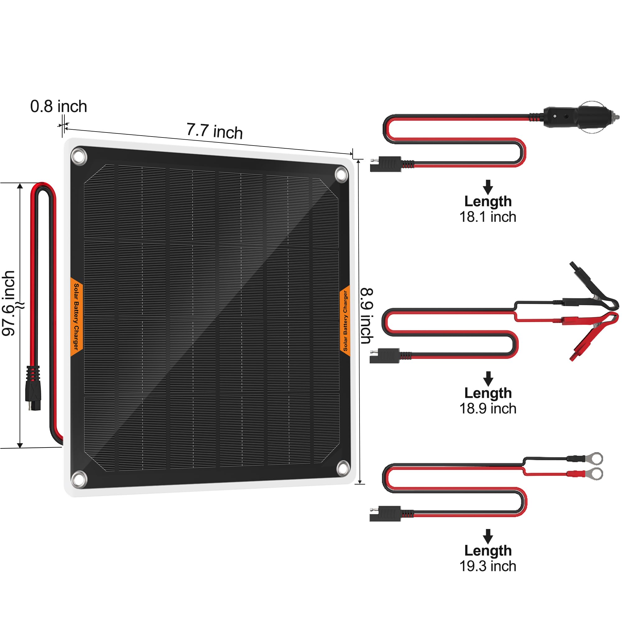 OYMSAE Caricabatterie solare da 12 V, 5 W, impermeabile, caricatore portatile per pannello solare con controller MPPT aggiornato per auto, moto, barca, marina, camper, rimorchi, trattori, camion, ecc