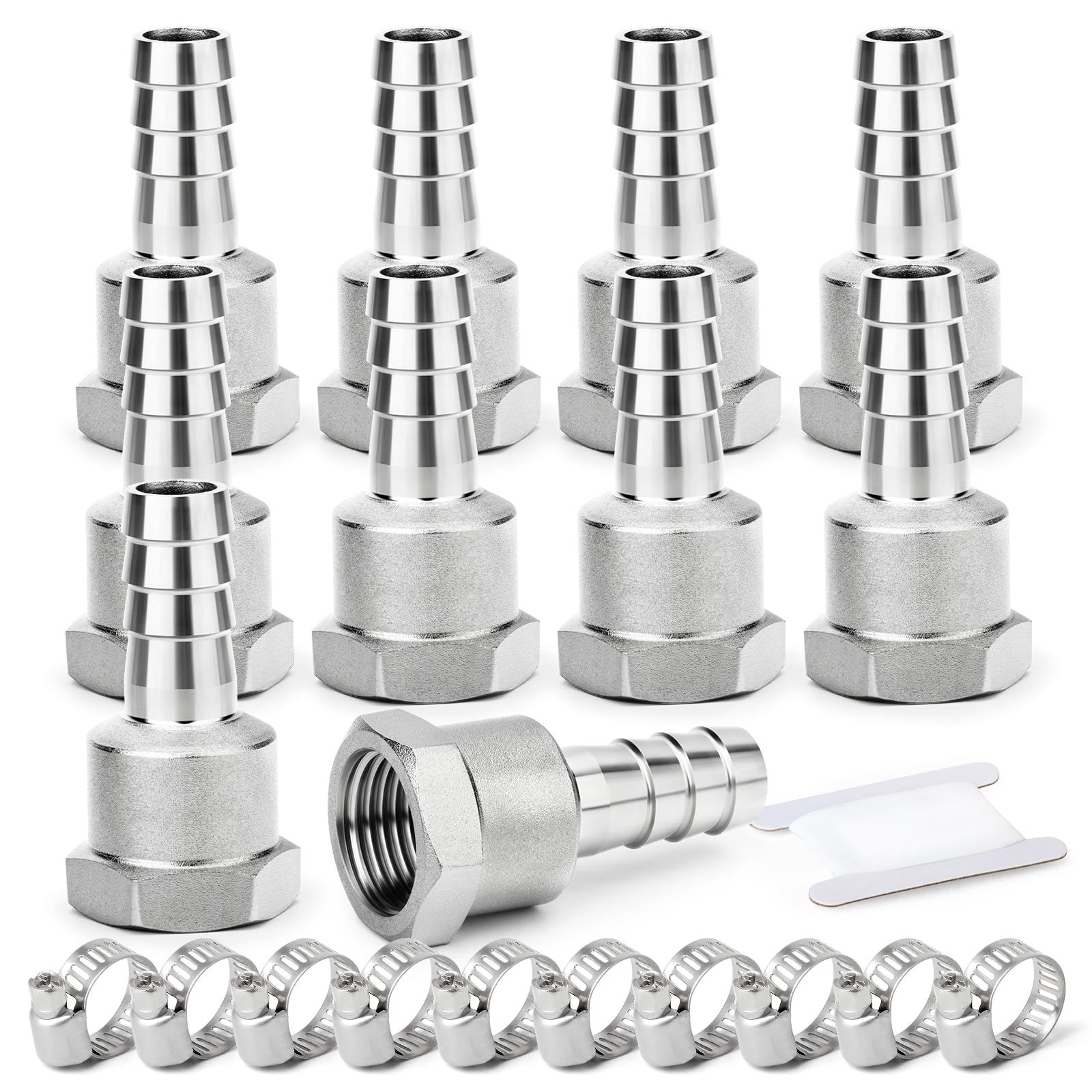 10 piezas de acero inoxidable 304 8 mm OD Barb a 1/2 "BSP barb de manguera macho, el agua de compresión de accesorios, industrial — view 23