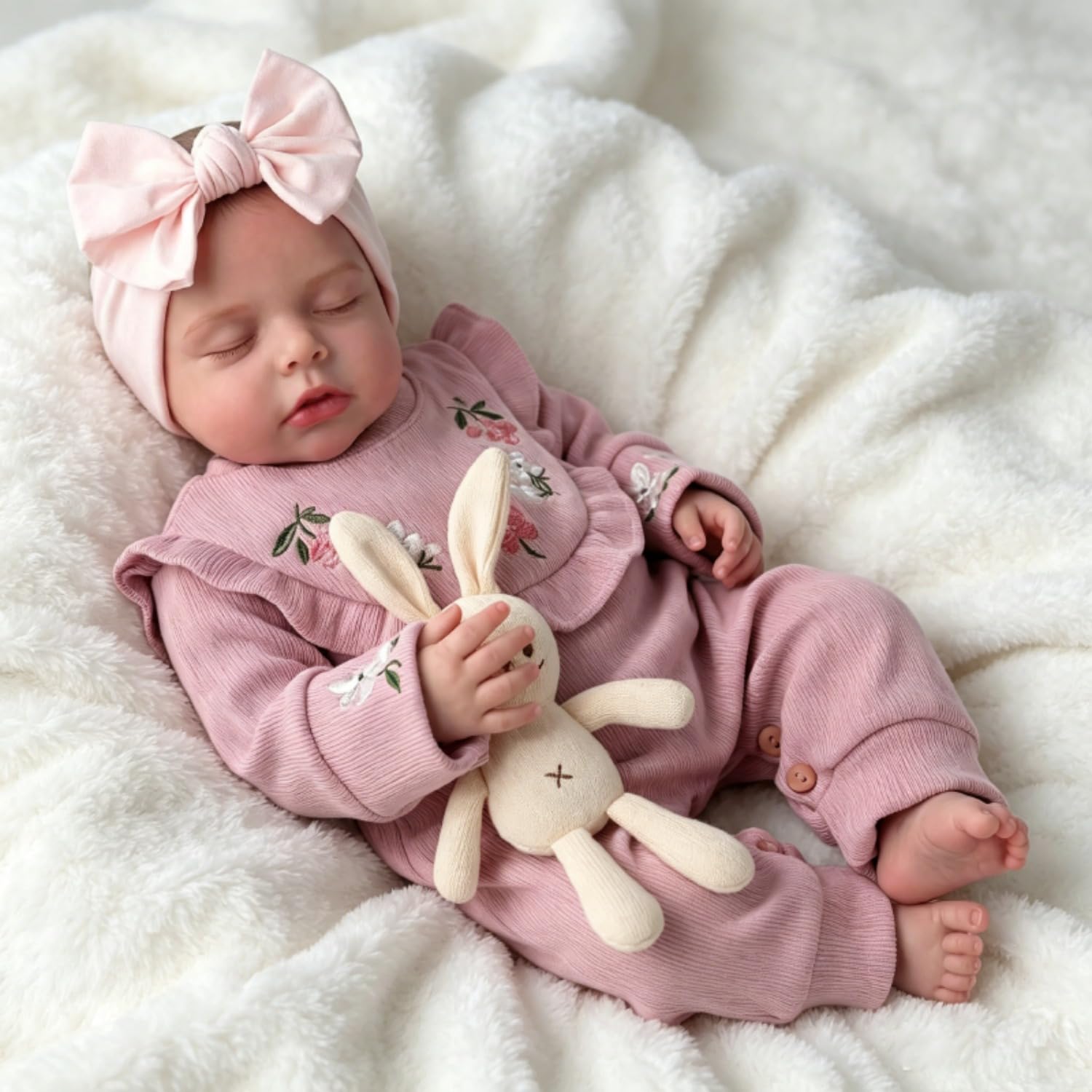 Lonian Reborn Dolls 20 inch Soft Body Sleeping Girl Dolls, Pink
