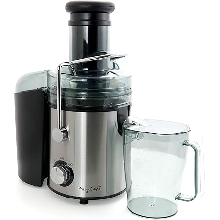MegaChef Wide Mouth Extractor Juice Machine with Dual Speed Centrifugal Stainless Steel Juicer, 3.5 Cup, Chrome Silver