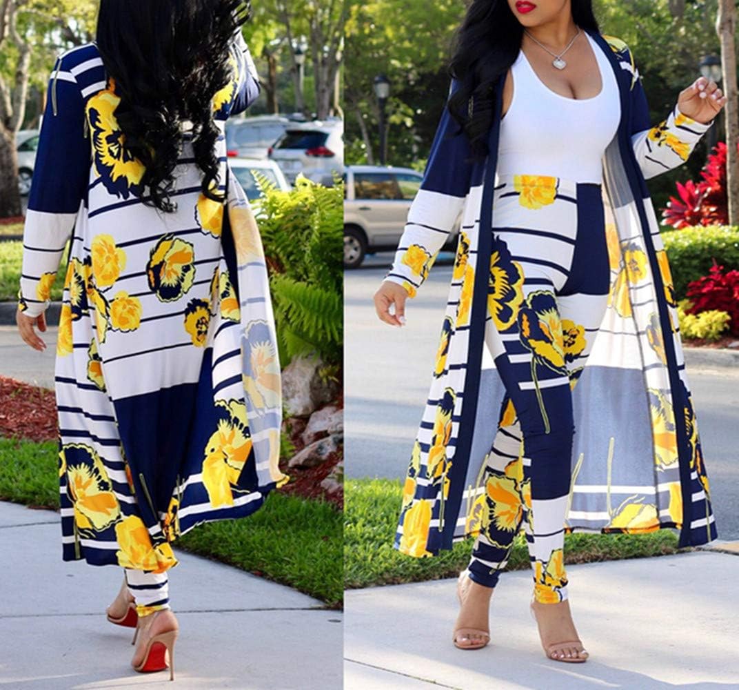 ENLACHIC Women Floral Print Long Sleeve Cardigan Cover up Long Pants 2 Piece Outfits Set - Image 3