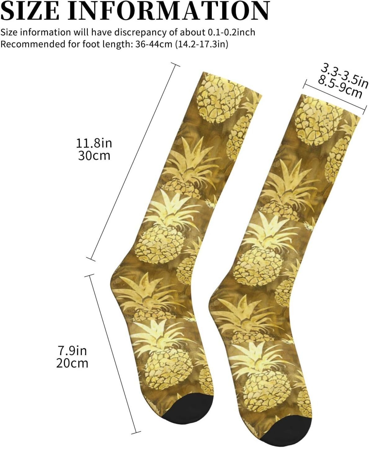 Gold Pineapple Background Print Compression Running Socks For Men And Women Athletic Socks For Everyday Use Socks