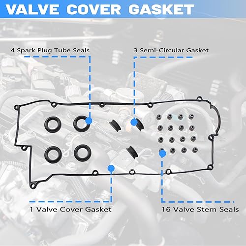 Vista 7 de AUCERAMIC VS50583R Juego de juntas para cubierta de válvula para Hyundai Elantra Tiburon Tucson 2003-2012, Kia Spectra Sportage Spectra5 2.0L