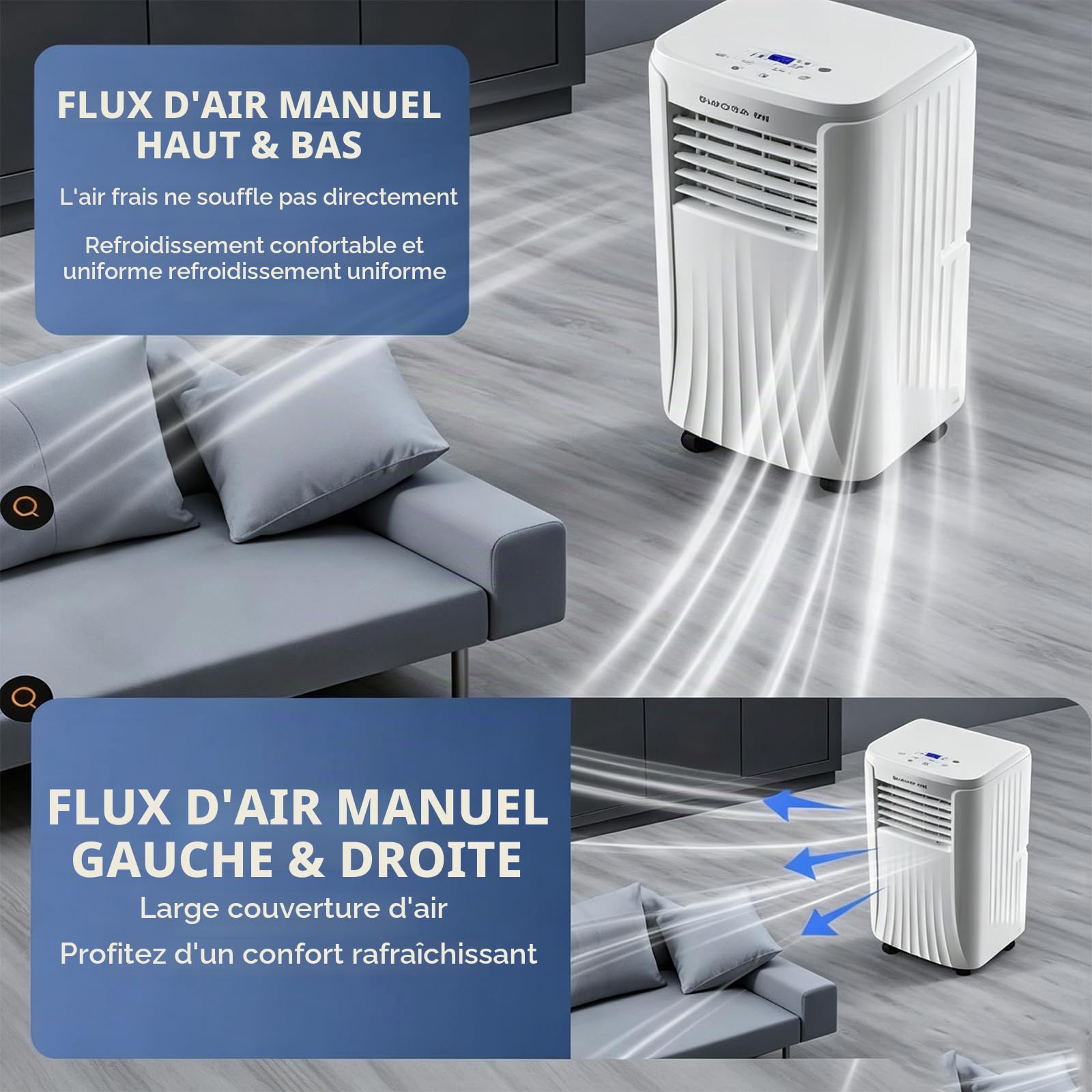 Climatiseur Portable, unité de climatisation 3 en 1 10000BTU/12000BTU | Climatiseur sur Pied ; climatiseur Portable Silencieux pour Appartements, dortoirs et Camping-Cars 10000BTU