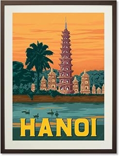 gaeaverse Vietnam Hanoi Zhen Guo Temple City Landscape Travel Posters Vintage Room Decor Aesthetic Canvas Paintings for Bedroom Wall Art Home Decoration (12x18 inch)