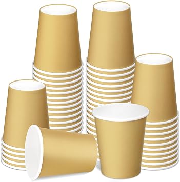 50 Pack 8 Oz Disposable Paper Cups, Hot Coffee Cup, Beverage Cups, Drinking Cup for Offices, Party, Home, Travel, Thickened Paper Style Khaki