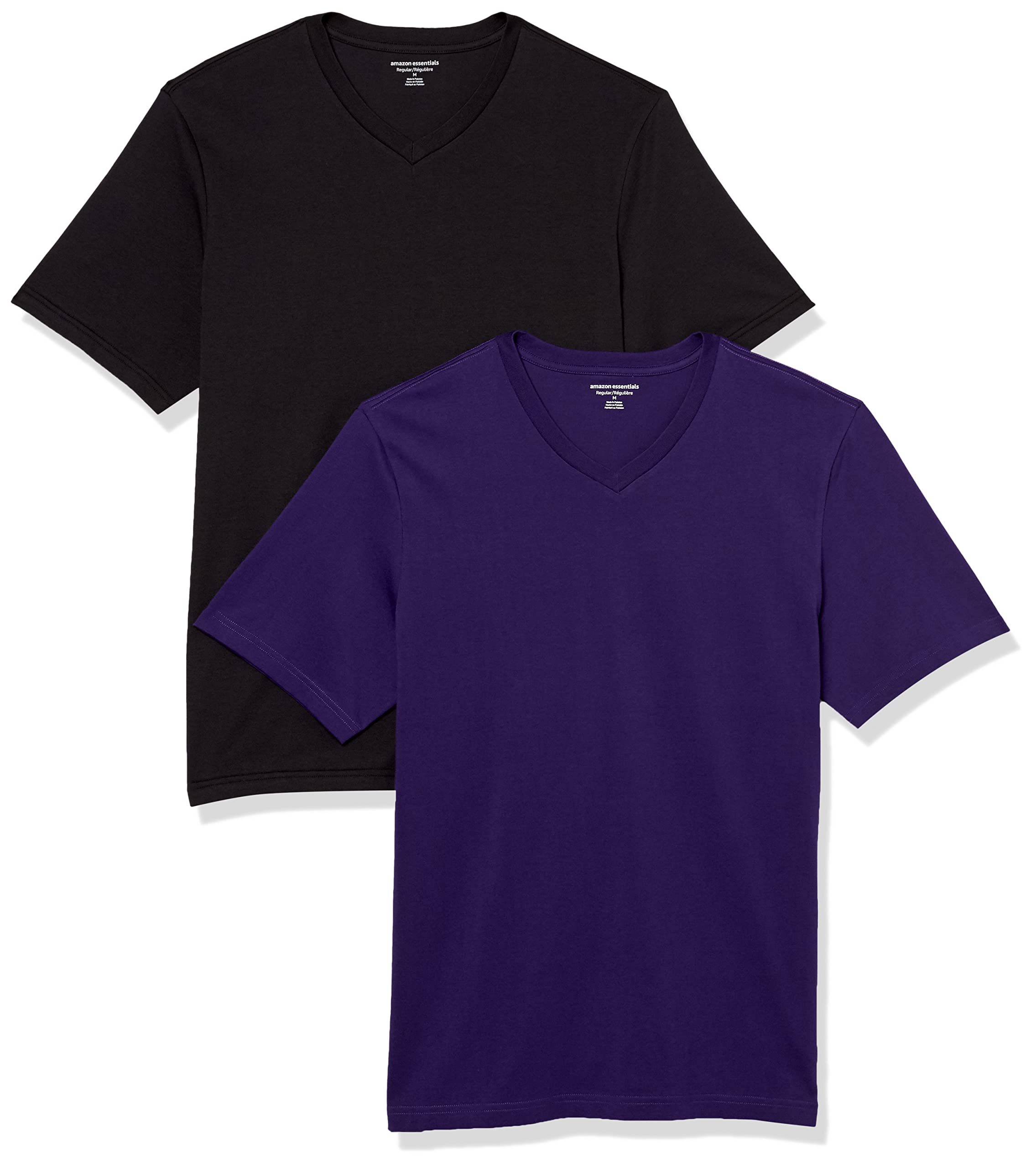 Amazon Essentials Men's Short Sleeve V-Neck Slim Fit T-Shirt (Pack of 2)