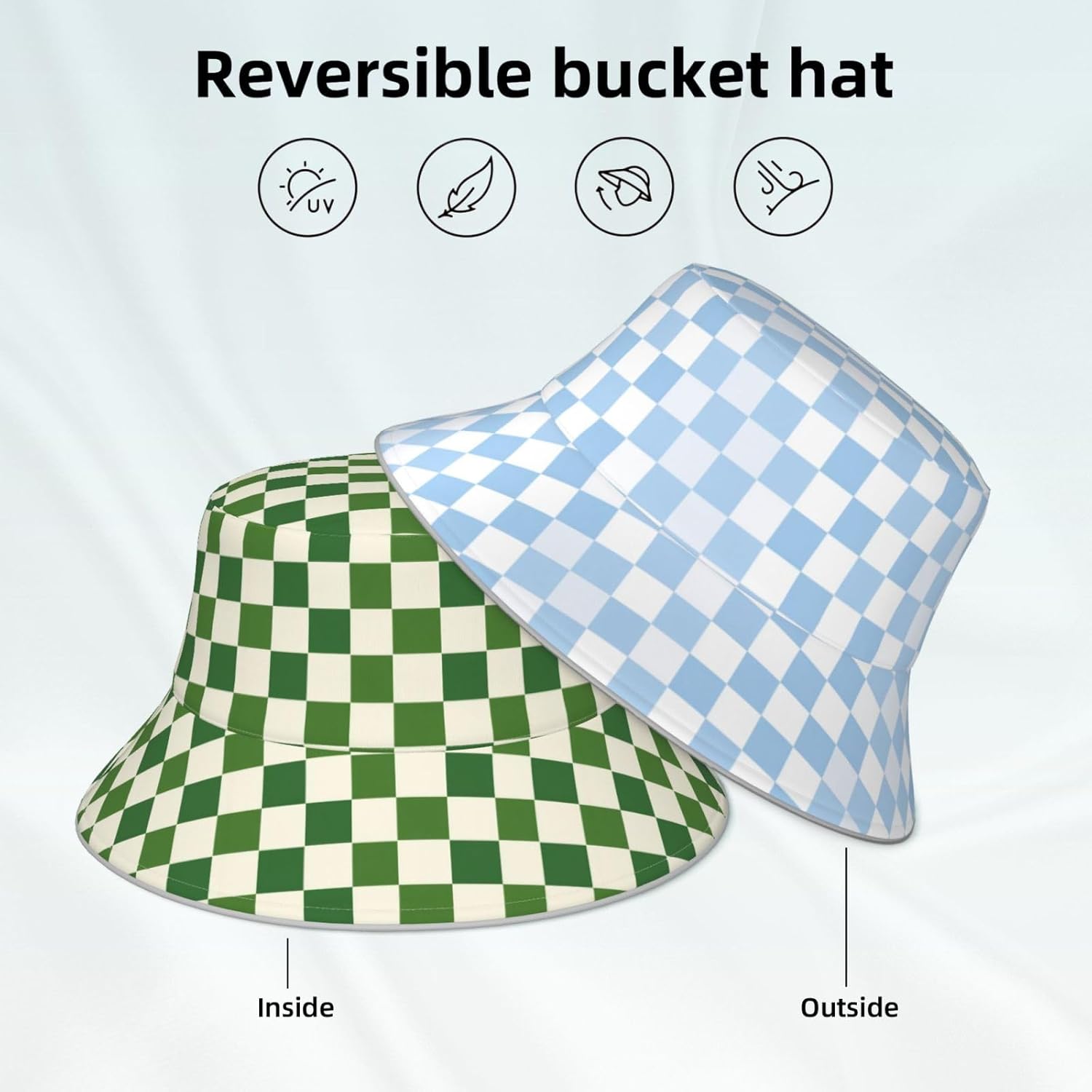 Bucket Hat Double-Side-Wear Reversible Sun Hat Beach Travel Hiking for Women Men