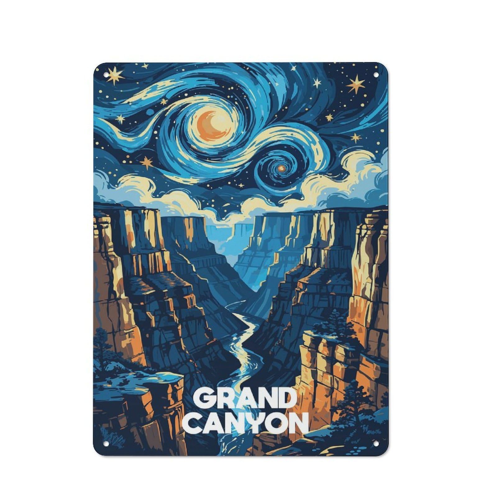 Junmoney Style-7 Metal Sign 40X30cm With Grand Canyon Night Sky Art For Hallway Wall, Retro Decor, Gift For Hallway Decor Lovers During The Christmas Season