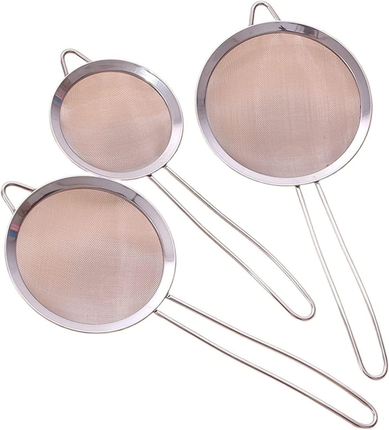 sieves,Sifter 3pcs/Set Stainless Steel Wire Fine Mesh Oil Strainer Flour Colander Sieve Sifter Pastry Baking Tools Kitchen Accessories