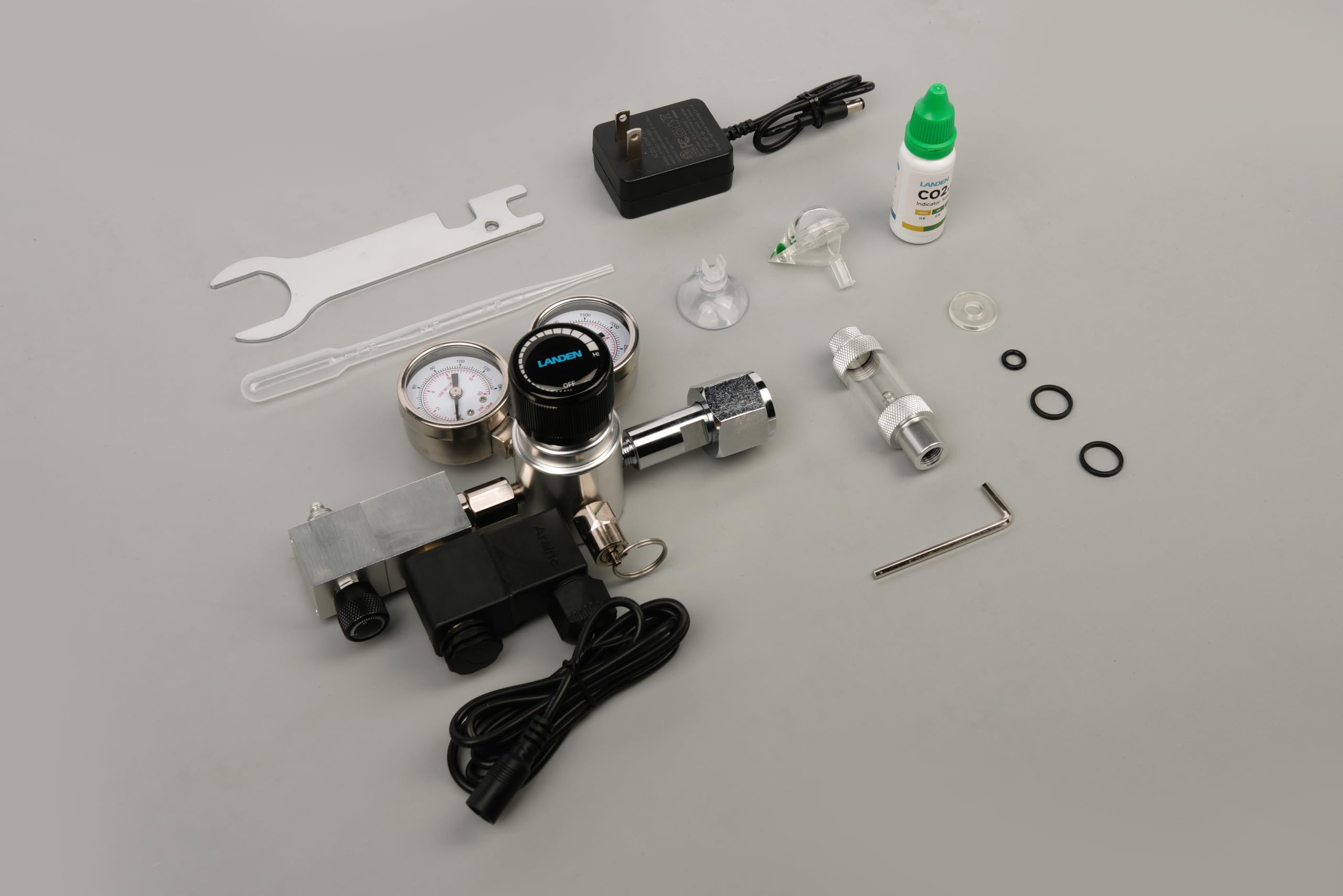 LANDEN AverVita Adv CO2 Regulator, Big Dual Gauges Display, 12V DC Solenoid with Bubble Counter and Check Valve, Safety Assurance, Fits CGA320 CO2 Cylinder Includes CO2 Indicator Solution Kit - image 5