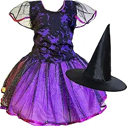 Fantasia Vestido Bruxinha Roupa Infantil Criança Chapéu Luxo