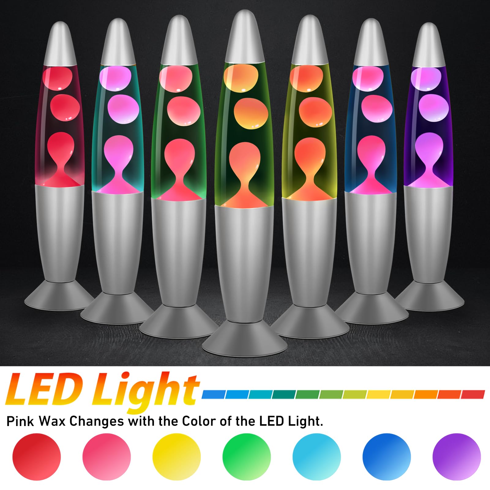 Dalavalampa Lampe LED rose à mouvement liquide : veilleuse à changement de couleur pour enfants et adultes, petites lampes de table de 33 cm pour décoration de maison, chambre à coucher, lumières de
