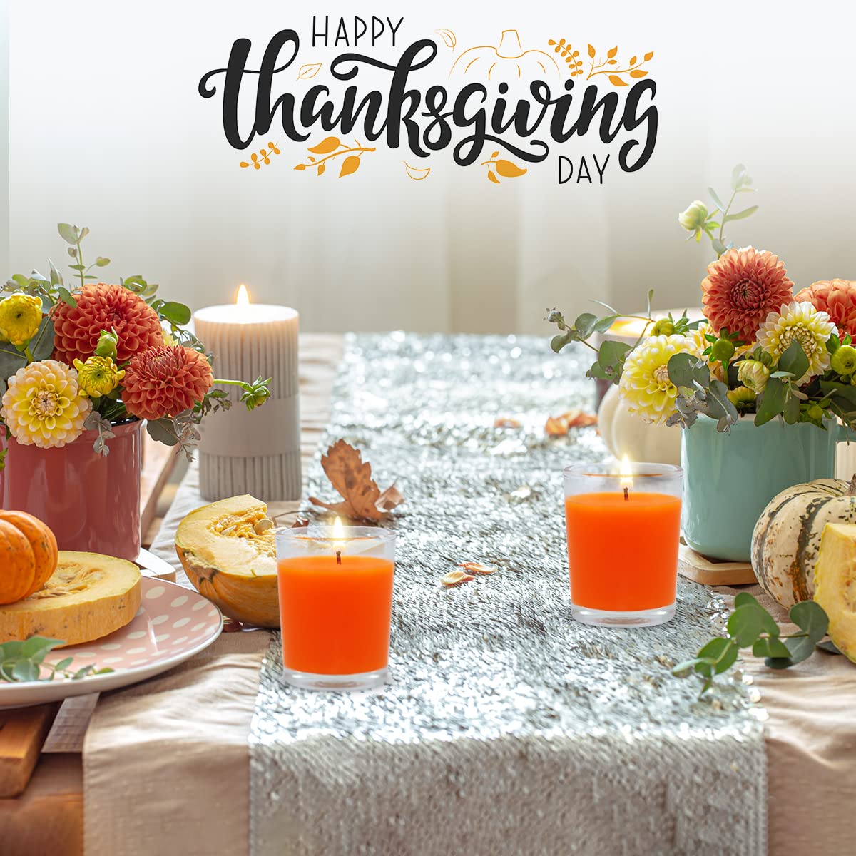 Amazon.co.jp: オレンジ色のキャンドル4個セット。ハロウィン