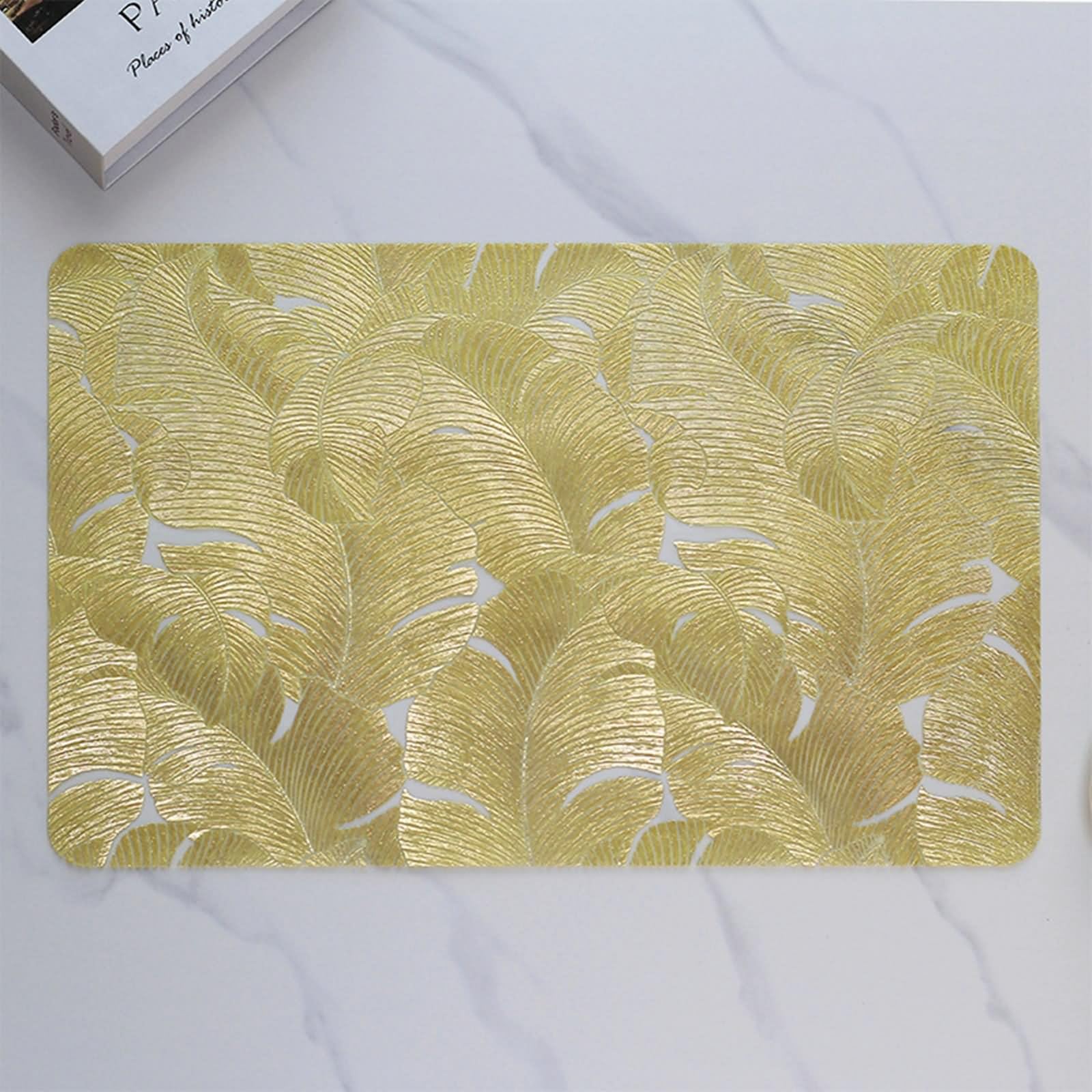Manteles individuales, juego de 6 unidades, 45 x 30 cm, rectangulares con forma de hoja de PVC, para cocina, restaurante, mesa de comedor