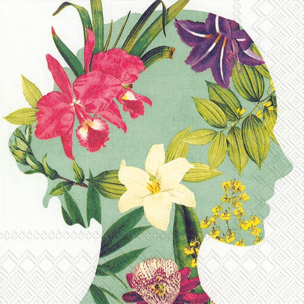 Boston International IHR 3-Ply 20-Count Lunch Paper Napkins, 6.5 x 6.5-Inches, Dreaming Of Paradise Mint