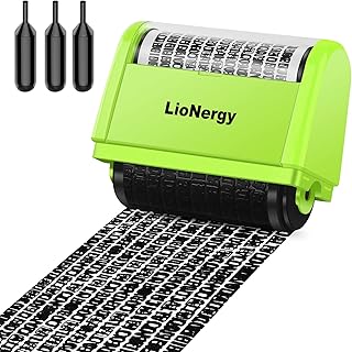 Identity Protection Roller Stamp LioNergy Extra Large 2.0 Inch Roller Identity Theft Prevention Security Stamp with 3 Refills – Green