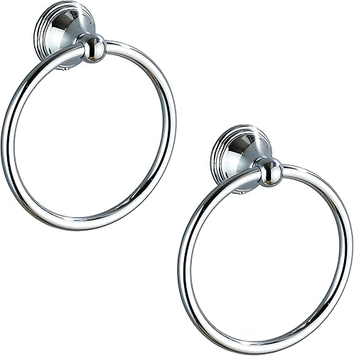 Juego de anillos y ganchos para toallas de baño, toallero cromado para toallas de mano, accesorios de baño negros y toalleros para pared, paquete de