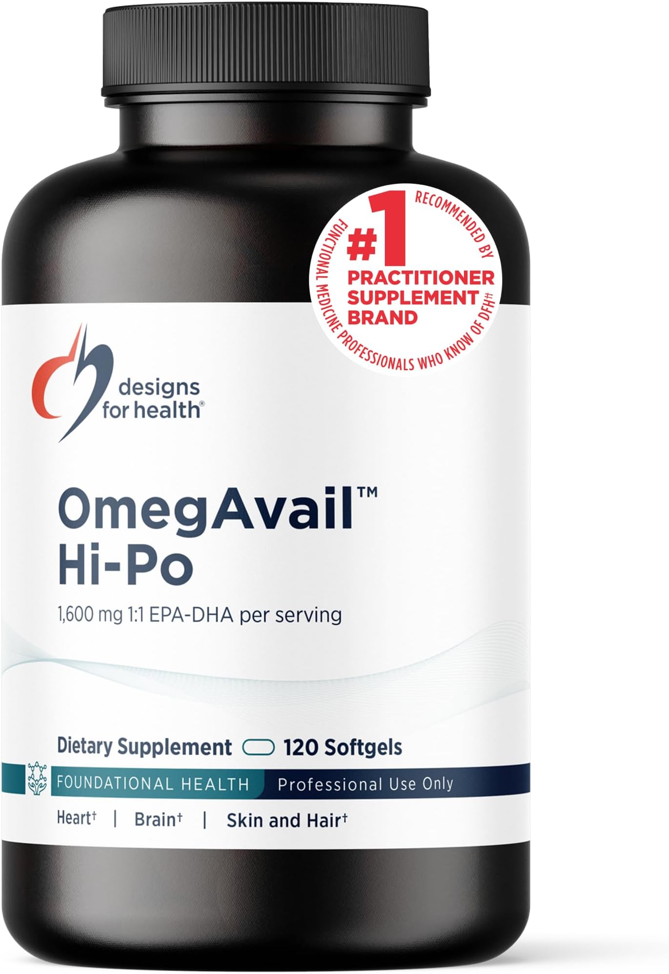 OmegAvail Hi-Po - TG (Triglyceride) Omega-3 Fish Oil Supplement, 1600mg EPA/DHA per Serving with Lemon + Vitamin E to Minimize Fishy Taste (120 Softgels)