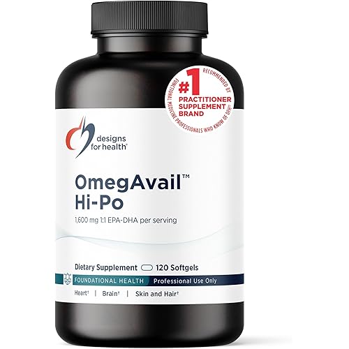 Designs for Health OmegAvail Hi-Po - TG (Triglyceride) Omega-3 Fish Oil Supplement, 1600mg EPA/DHA per Serving with Lemon + Vitamin E to Minimize Fishy Taste (120 Softgels)