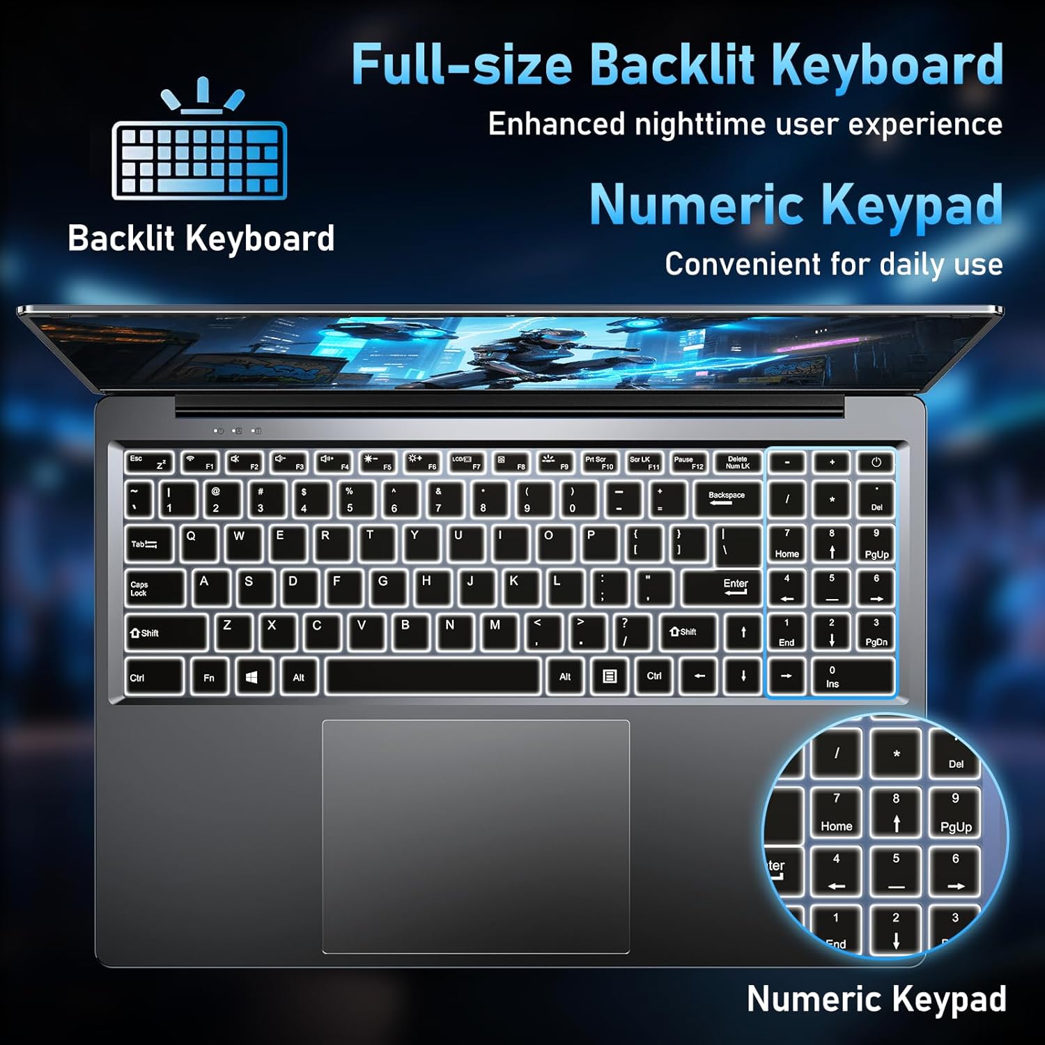 Gaming Laptop Computer, 16 Inch Lap Top PC Windows 11 Pro 2026, N150 (Up to 3.6GHz), 16GB RAM 1TB SSD, IPS 1920x1200 Display, 6000mAh Battery, Office 365, WiFi 5 /BT4.2, Backlit Keyboard