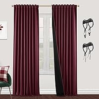 Vista 82 de SHINELAND Cortinas opacas de 102 pulgadas para sala de estar, cortinas opacas con pestaña trasera de 102 pulgadas de largo para dormitorio