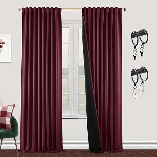 Miniatura 89 de SHINELAND Cortinas opacas de 102 pulgadas para sala de estar, cortinas opacas con pestaña trasera de 102 pulgadas de largo para dormitorio, Crema